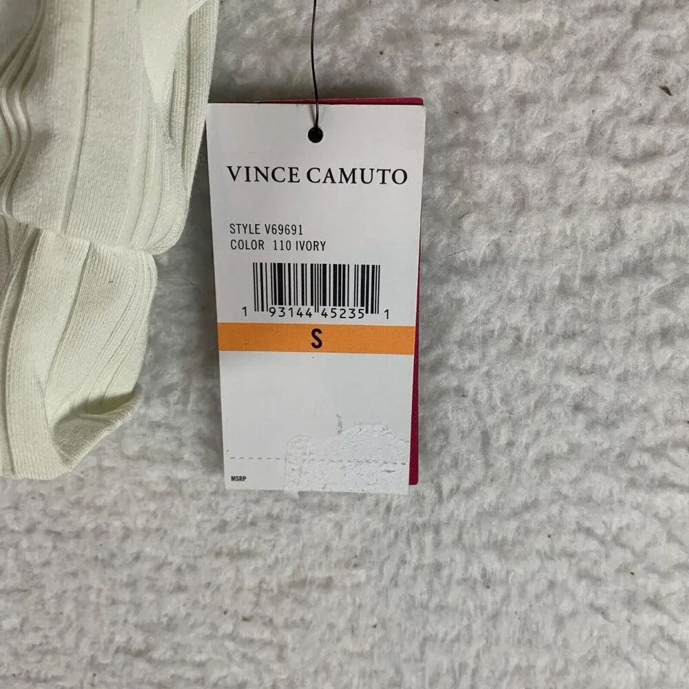 Vince Camuto Bikini Top Women's Small Ivory Nylon Stretch Ribbed‎ Tie-Front 9878